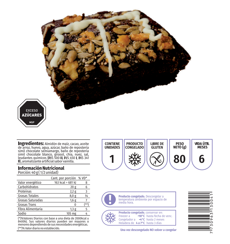 Brownie con chía y nuez