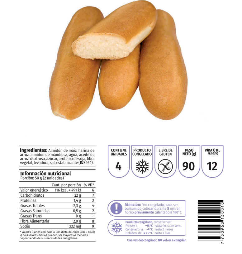 Pan de maiz tipo viena